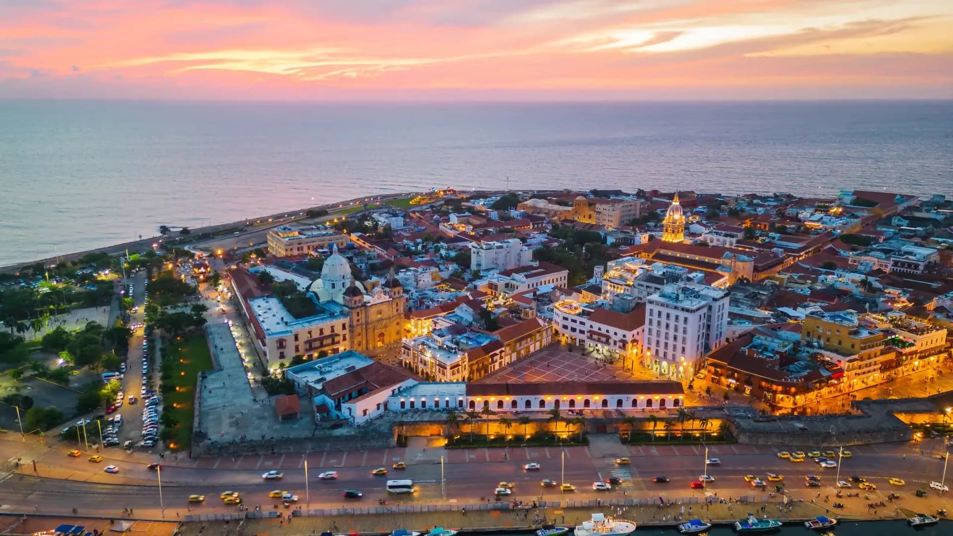 Cartagena walled city at dusk — VAOVA DMC for incentive travel and corporate retreats
